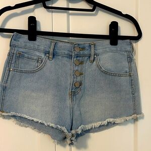 Bullhead Light Blue Button-Fly Jean Shorts